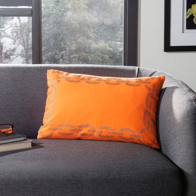 Orange Embroidered Rectangular Accent Pillow Set