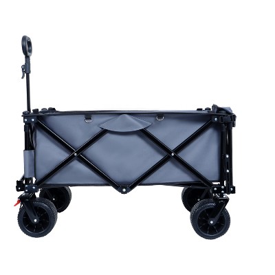 FURNIinspire Wheelbarrows And Lawn Carts Garden Cart Yard Cart, Collapsible Folding Wagon, Beach Wagon For Camping, Gray, 46.85"*22.05"*41.34"
