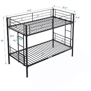 Gulches Modern Twin over Twin Metal Bunk Bed - Sturdy Steel, Safe Stairs, No Box Spring Needed, Black - 1 of 4