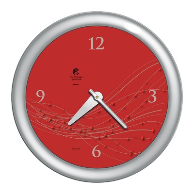 14" x 1.8" Vines And Dots Caliente Decorative Wall Clock Silver Frame - By Chicago Lighthouse