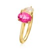 Ross-Simons Ethiopian Opal and 1.60 Carat Pink Topaz Toi Et Moi Ring in 18kt Gold Over Sterling - 3 of 4