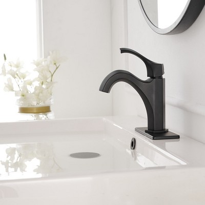 Matte Black Single-Handle Single-Hole Bathroom Faucet with Drain Assembly
