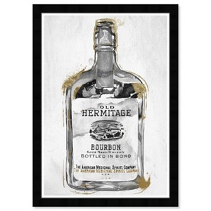 Hatcher and Ethan 13" x 19" Bourbon Whiskey Night Drinks and Spirits Framed Wall Art Gray/Black : Modern Decor, Vertical Digital Art - 1 of 4