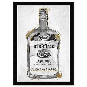 13" x 19" Bourbon Whiskey Night Drinks and Spirits Framed Wall Art Gray/Black - Hatcher and Ethan