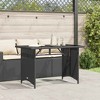 Garden Table Black Poly Rattan, Tempered Glass, Powder-Coated Steel - 3 of 4