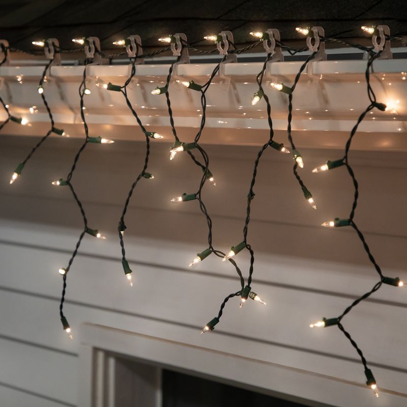 Northlight 300-Count Clear Mini Icicle Christmas Lights, 9 ft Green Wire, 2 of 6