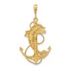Black Bow Jewelry 14k Yellow Gold Large Polished Anchor with Dolphin Pendant - 3 of 4