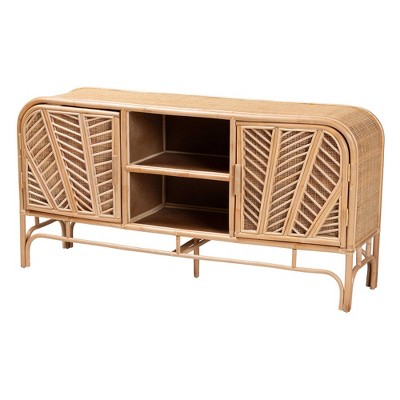 Carabella Natural Rattan Bohemian 2-Door Storage Cabinet