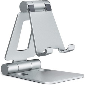 Attop Dual Folding Cell Phone Stand, Fully Adjustable Foldable Desktop Phone Holder Cradle Dock Compatible with Phone, Nintendo Switch, All Phones - 1 of 4