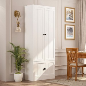 Famapy Farmhouse Kitchen Pantry Cabinet with Adjustable Shelves & Drawer,Kitchen Storage Hutch,for Kitchen & Dining Room Storage Essentials - 1 of 4