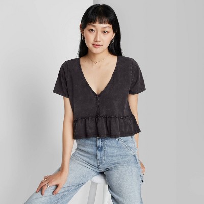 v neck peplum tee