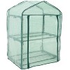 Sunnydaze Outdoor Portable Growing Rack 2-Tier Greenhouse with Roll-Up Door - 2 Shelves - Green - 2 of 4