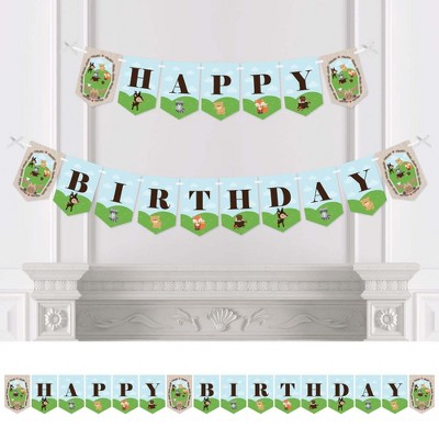 Big Dot of Happiness Woodland Creatures - Birthday Party Bunting Banner - Forest Friends Party Decorations - Happy Birthday