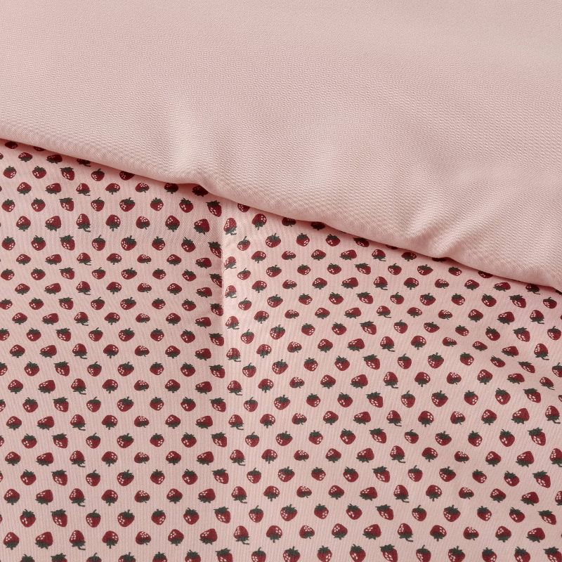 Strawberry Print Reversible Microfiber Comforter & Sheet Set Light Pink - Room Essentials™, 5 of 11
