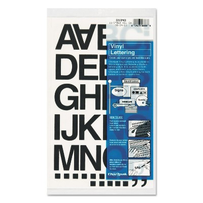 Chartpak Press-On Vinyl Letters & Numbers Self Adhesive Black 1 1/2"h 37/Pack 01040