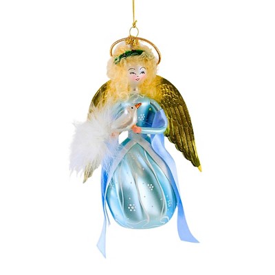 Italian Ornaments 6.0 Inch Elsa With Snow Dove Blonde Christmas Angel Ornament Tree Ornaments