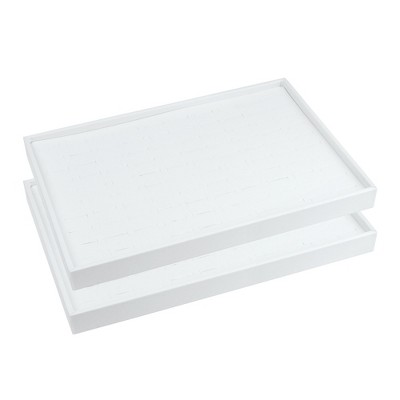 Unique Bargains Stackable PU Leather White Jewelry Trays with Removable Dividers Set of 2