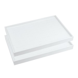 Unique Bargains Stackable PU Leather White Jewelry Trays with Removable Dividers Set of 2 - 1 of 4