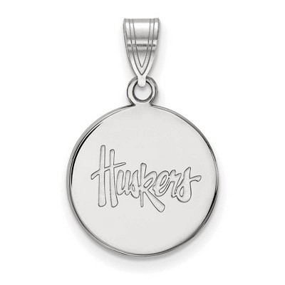 Black Bow Jewelry 10k White Gold Nebraska Cornhuskers NCAA Medium Pendant