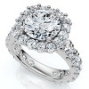 Pompeii3 Certified 3Ct Lab Created Cushion Halo Diamond Engagement Ring 14k Gold/Platinum - 3 of 4