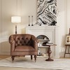 Classic Tufted Leather Club Chair with Wheels and Padded Arms - 2 of 4