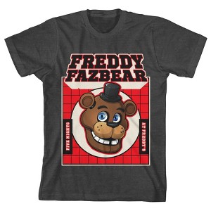 Five Nights At Freddy's Freddy Fazbear Grid Boy's Charcoal Heather T-shirt - 1 of 3