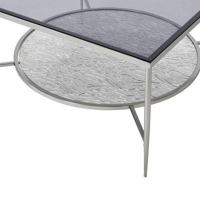 Adelrik Square Chrome and Glass Coffee Table with Storage
