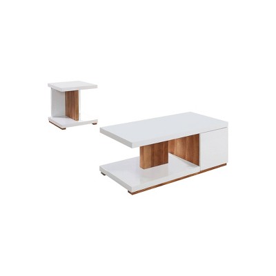 2pc Hal Coffee Table Set White - miBasics