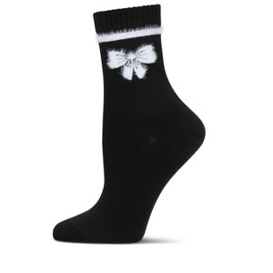 Memoi Women's Fuzzy Bow Cashmere Crew Socks - 1 of 2