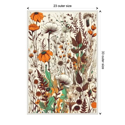 Large Beaded Perimeter Framed Canvas Wall Art in Orange and Green