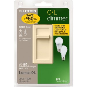 Lutron Lumea Light Almond 150 W Slide Dimmer Switch - Case of 1 - 1 each - 1 of 1