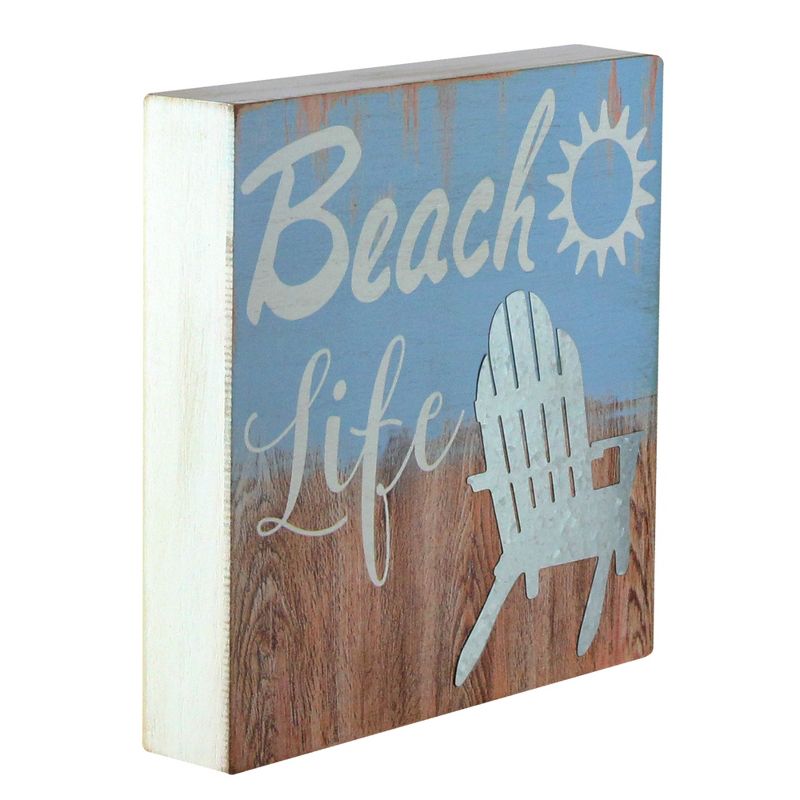 Northlight 8” Decorative “Beach Life” Distressed Wooden Wall Plaque, 2 of 4