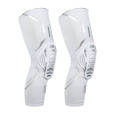 Unique Bargains 2pcs Compression Knee Braces EVA Padded Leg Sleeves Protector Nylon White Size L