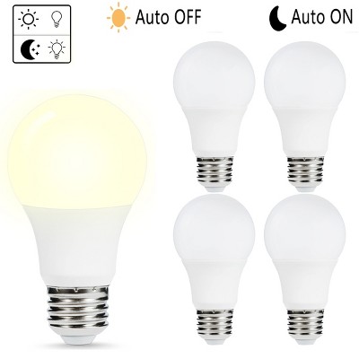 DORESshop 40-Watt Equivalent A19 6W Non-Dimmable Dusk to Dawn LED Light Bulb E26 Base in Daylight White 5000K (4-Pack)