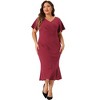 Agnes Orinda Women's Plus Size Wrap V Neck Flutter Short Sleeve Cocktail Party Bodycon Dresses - 3 of 4