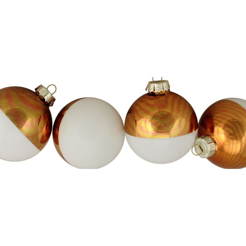 Northlight 4ct White and Gold Shiny Glass Christmas Ball Ornaments 3.25" (80mm), 3 of 4