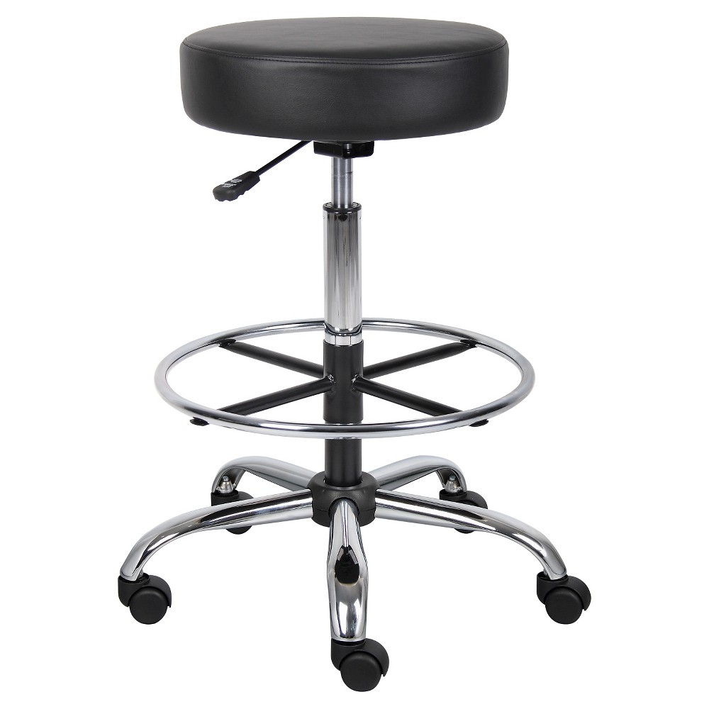 Photos - Computer Chair BOSS Medical/Drafting Stool Black -  Office Products: Antimicrobial Vinyl, Molded Foam, Adjustable Height, Metal Base, No Ass 