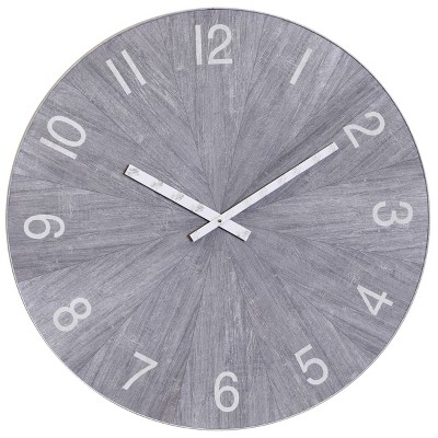 Metal and Wood Spencer Industrial Wall Clock with Chalk Gray - StyleCraft: 30" Analog, Indoor Decorative Timepiece