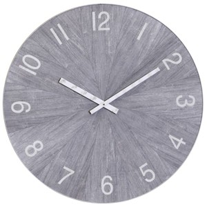 Metal and Wood Spencer Industrial Wall Clock with Chalk Gray - StyleCraft: 30" Analog, Indoor Decorative Timepiece - 1 of 3