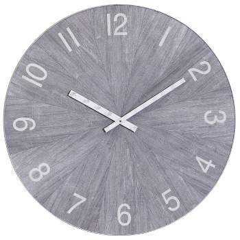Metal and Wood Spencer Industrial Wall Clock with Chalk Gray - StyleCraft