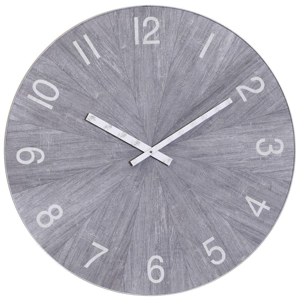 Photos - Wall Clock Metal and Wood Spencer Industrial  with Chalk Gray - StyleCraft