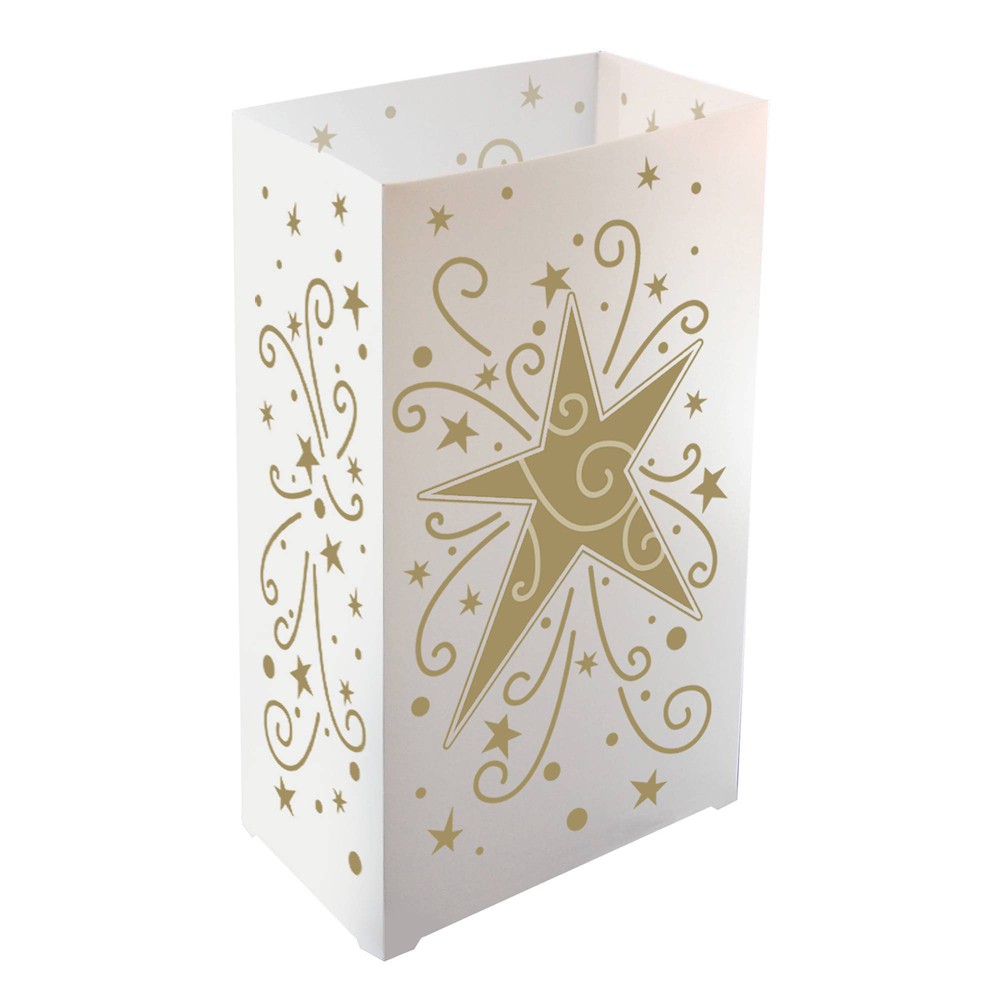 UPC 715844333121 product image for Lumabase 10ct Plastic Luminaria Lanterns Gold Star | upcitemdb.com