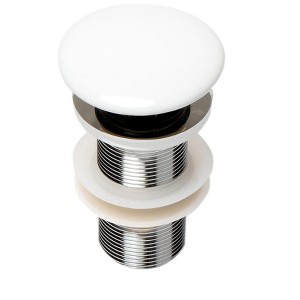 ALFI AB8055-W White Ceramic Mushroom Top Pop Up Drain for Sinks without Overflow - 1 of 4