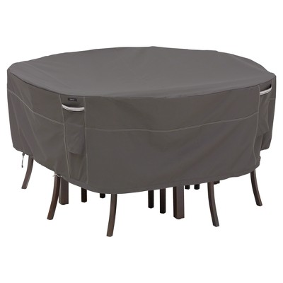 Ravenna Patio Round Table And Chair Cover - 94" DIA x 23" - Dark Taupe - Classic Accessories