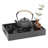 Juvale 2-Pack Wooden Nesting Serving Tray Set with Stitched Faux Leather Skin and 2 Handles in 2 Sizes, 13.8x9.9x2.3 and 15.8x12x2.5 in, Black - 3 of 4