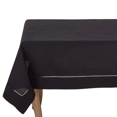 Classic Hemstitch Square Tablecloth in Timeless Black