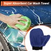 Unique Bargains Car Wash Towel Coral Fleece for Car Cleaning Wiping 9.84"x7.87"x0.39" Sapphire Blue 2 Pcs - 2 of 4