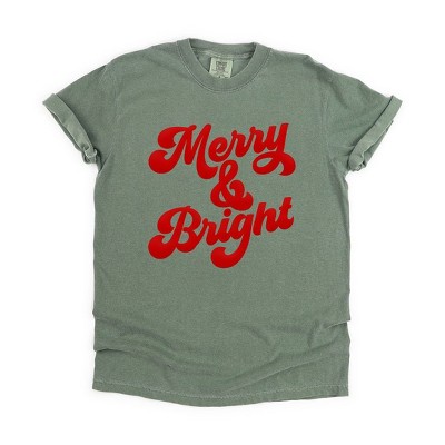 Simply Sage Market Women's Bold Merry and Bright Puff Print Short Sleeve Garment Dyed Tee