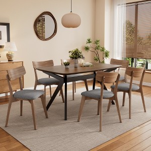 7-Piece Dining Set with Kitchen Table and 6 Armless Chairs - 1 of 4