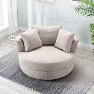 54" Wide Fully Assembled Round Swivel Barrel Chair and a Half - Kinwell - 1 of 4